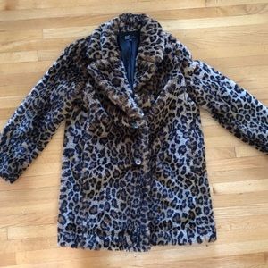 Zara leopard print faux fur coat